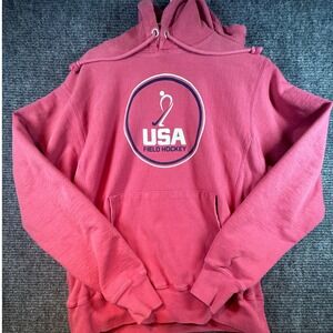 Vintage Champion Reverse Weave USA Field Hockey Pink Hoodie Sweatshirt Women's M